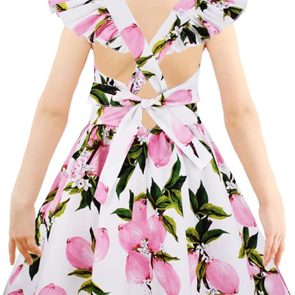Girls Floral Cotton Dress - Sleeveless Summer Dress with Zipper Closure