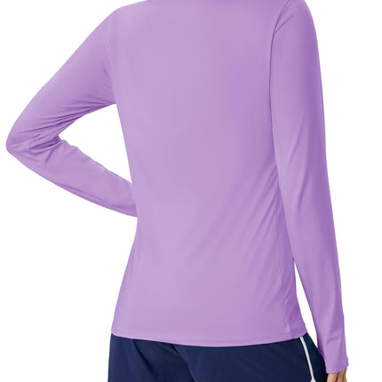Women's UPF 80+ Long Sleeve Rash Guard - Quick Dry Athletic Shirt with Thumb Holes