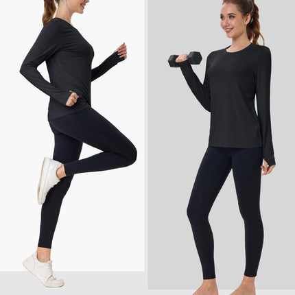 Women's UPF 80+ Long Sleeve Rash Guard - Quick Dry Athletic Shirt with Thumb Holes