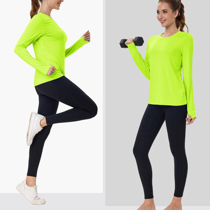 Women's UPF 80+ Long Sleeve Rash Guard - Quick Dry Athletic Shirt with Thumb Holes