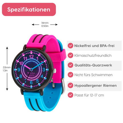 Kids Time Teacher Watch - Educational Analog Watch with Japanese Quartz Movement Ages 5-12