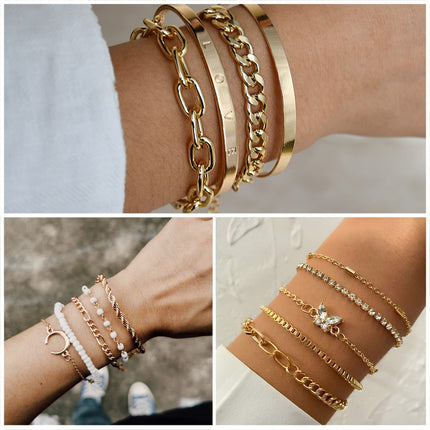 Women's Accessories - 36-Piece Gold Plated Jewelry Set Necklaces Bracelets Earrings Rings Gift