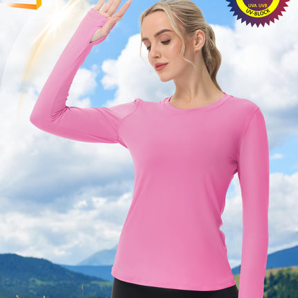 Women's UPF 50+ Sun Protection Long Sleeve Shirt - Athletic Rash Guard with Thumb Holes