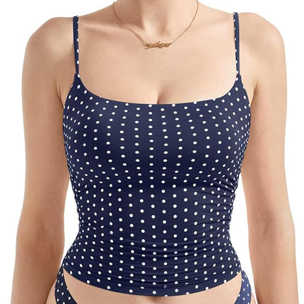 Women Square Neck Tank Top - Summer Cami with Adjustable Straps