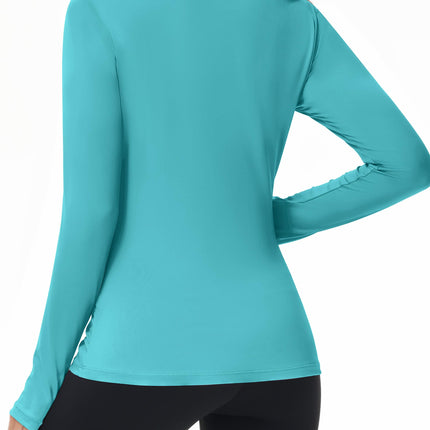 Women's UPF 50+ Sun Protection Long Sleeve Shirt - Athletic Rash Guard with Thumb Holes