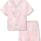 12 / Pink & White Bows (Short Sleeve & Shorts)