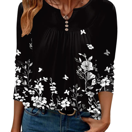 Women Long Sleeve V Neck Blouse - Casual Dressy Work Tunic Top with Pleated Detail 2025