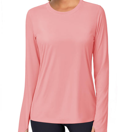 Women's UPF 80+ Long Sleeve Rash Guard - Quick Dry Athletic Shirt with Thumb Holes