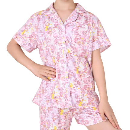 Roller Rabbit Pajamas Kids - Girls Summer 2 Piece Set - Button Down Top and Shorts