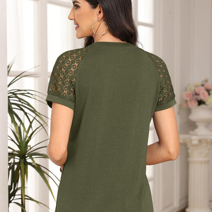 Women's Summer Lace Top Short Sleeve Business Casual Blouse