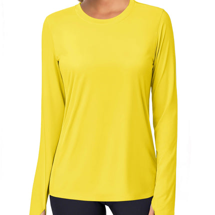 Women's UPF 80+ Long Sleeve Rash Guard - Quick Dry Athletic Shirt with Thumb Holes