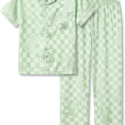 Girls Satin Pajama Set - Silky Button Down PJ with Shorts Size 6-16