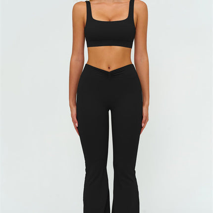 The Lushness V-Back Sports Bra Flared Leggings 2-Piece Set