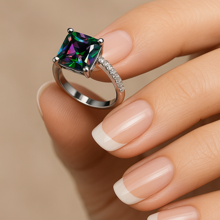 Princess Cut Mystic Topaz Ring