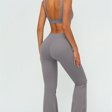 The Lushness V-Back Sports Bra Flared Leggings 2-Piece Set