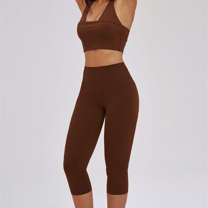 The Twirl Halter Tank Top Capri Leggings 2-Piece Set