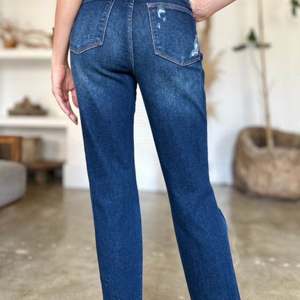 Judy Blue Full Size High Waist Rigid Magic Heavy Destroy Straight Women Jeans