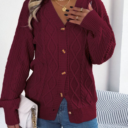 Cable-Knit Long Sleeve Women Cardigan