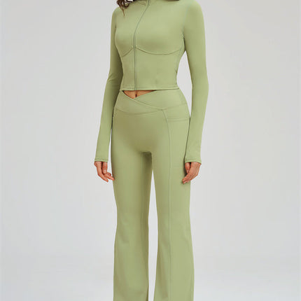 The Sizzle Zip Jacket Flared Leggings 2-Piece Set