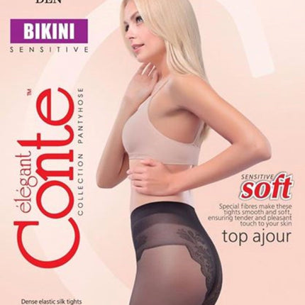 Conte Bikini Soft 40 Den - Classic Women's Tights with a Laced Panties (8С-47СП)
