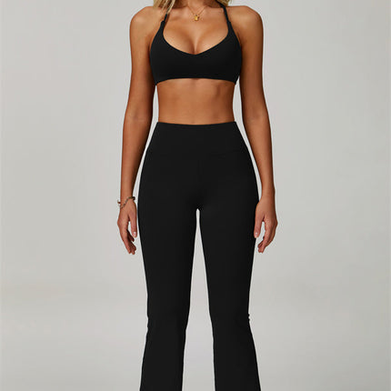 The Bold Cross Back Sports Bra Flared Leggings 2-Piece Set