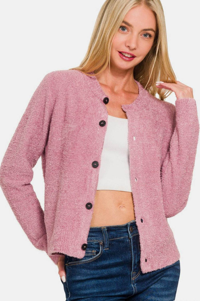 Zenana Button Down Long Sleeve Sweater Women Cardigan