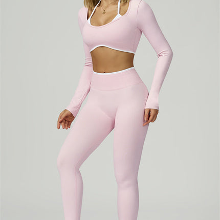 The Prime Line Long Sleeve Crop Top Leggings 2-Piece Set