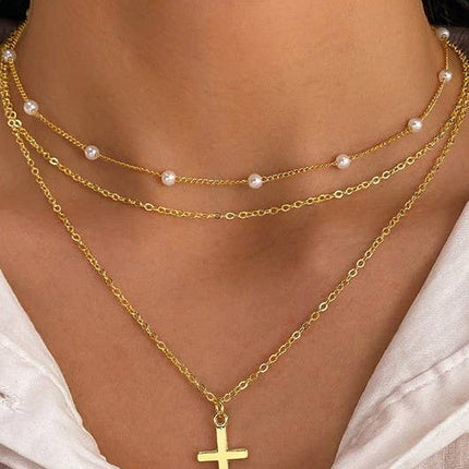 18K STAINLESS STEEL TARNISH FREE CROSS NECKLACE