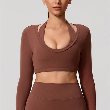 The Nestle Long Sleeve Crop Top Straight Leg Pants 2-Piece Set