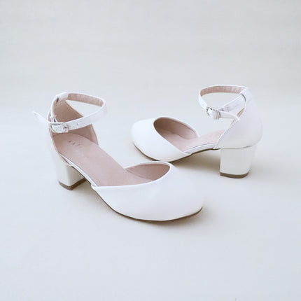 Girls Satin Block Heel