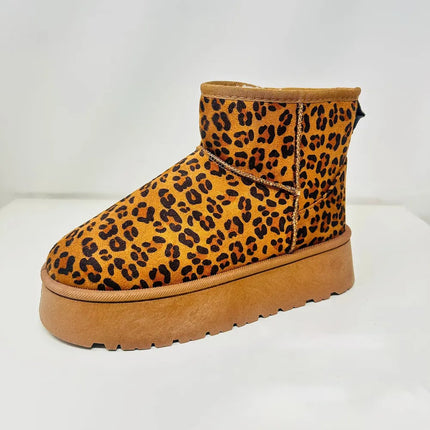 Thermal Furry Leopard Platform Booties