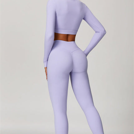 The Lavish Long Sleeve Cut-out Crop Top Leggings 2-Piece Set