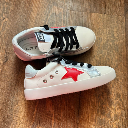 Red Star with Silver Trim Sneakers
