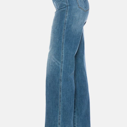 Judy Blue Full Size Tummy Control Cut Raw Hem Straight Women Jeans