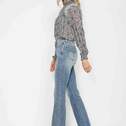 Judy Blue Full Size Tummy Control Back Embroidered Pocket Bootcut Women Jeans Plus Size