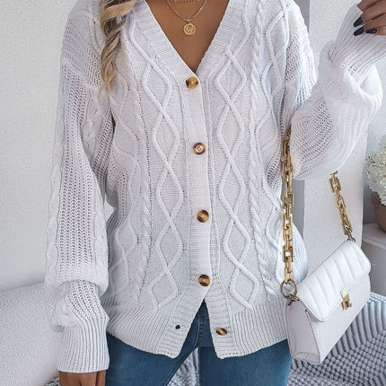 Cable-Knit Long Sleeve Women Cardigan