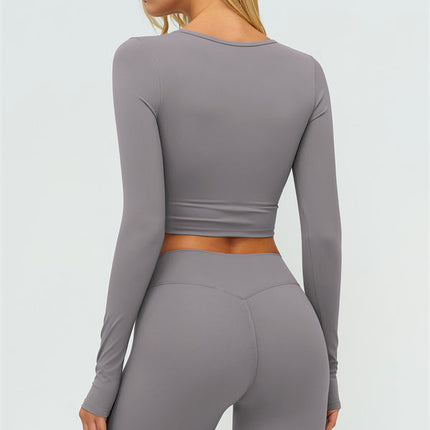 The Lushness Long Sleeve Crop Top Flared Leggings 2-Piece Set