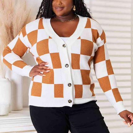 Double Take Button-Up V-Neck Dropped Shoulder Women Cardigan