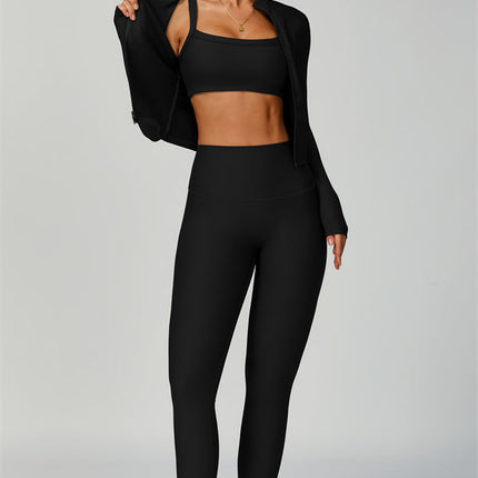 The Burst Jacket Sports Bra Leggings 3-Piece Set