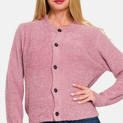 Zenana Button Down Long Sleeve Sweater Women Cardigan
