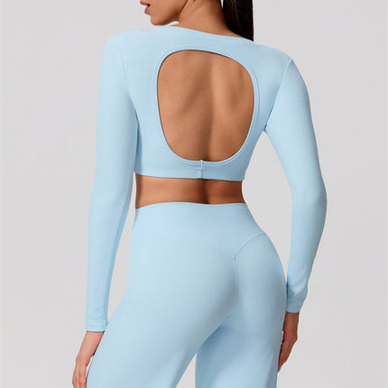 The Nestle Long Sleeve Crop Top Straight Leg Pants 2-Piece Set