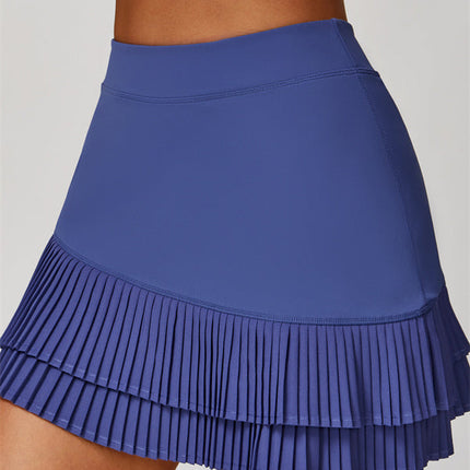The Lavish Long Sleeve Cut-out Crop Top Tennis Skirt 2-Piece Set