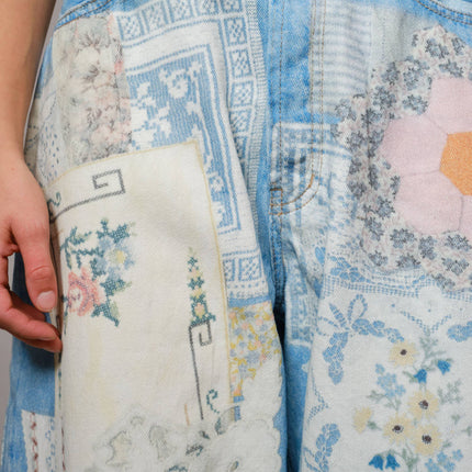 Emily Ann: Petticoat Patch Barrel Leg Jeans