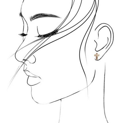 BRASS MINI HUGGIE EPOXY CROSS HOOP EARRINGS | 80E2512
