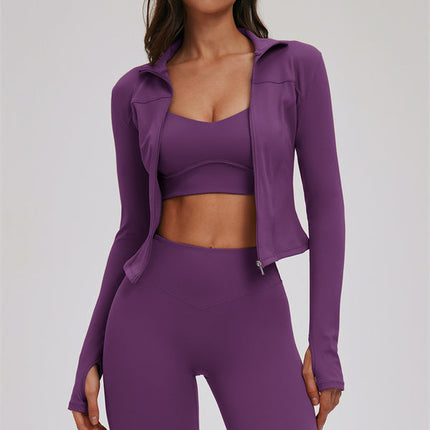 The Kinetic Zip Jacket Cross Back Sports Bra Leggings 3-Piece Set