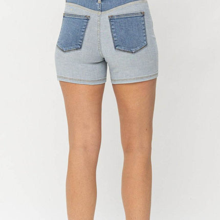 Judy Blue Full Size Color Block Denim Women Shorts