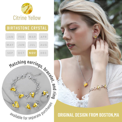 Infinity Love Birthstone Heart Necklace - 18K White Gold Plated Crystal Pendant Gift for Women
