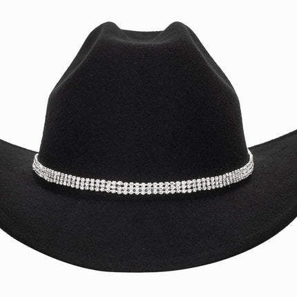 Women's Western Rhinestone Cowboy Hat - Bling Diamond Band Rodeo Fedora