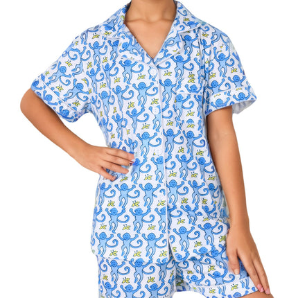 Roller Rabbit Pajamas Kids - Girls Summer 2 Piece Set - Button Down Top and Shorts