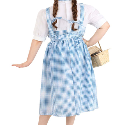 Dorothy Costume - Women's Blue Gingham Dress with White Blouse and Hair Ribbons